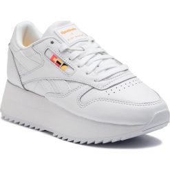 Buty Reebok - Cl Lthr Double DV5391 White/Neon Red/Black/Gold. Białe koturny damskie marki Reebok, bez obcasa, na koturnie, bez zapięcia. Za 499,00 zł.