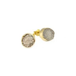 Earrings Druzy Agatu Beż. Brązowe kolczyki damskie Brazi druse jewelry, złote, na sztyftcie. Za 170,00 zł.