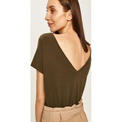 Answear - T-shirt. Zielone bluzki damskie ANSWEAR, s, bez wzorów, z elastanu, bez kołnierzyka. Za 49,90 zł.
