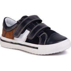 Sneakersy BARTEK - 15607-7/1JT Niebieski/Brąz. Niebieskie trampki chłopięce Bartek, bez wzorów, ze skóry, na rzepy. Za 199,00 zł.