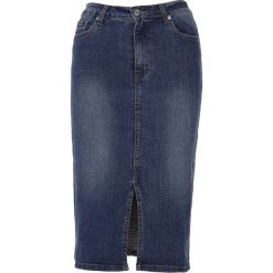 Spódnica - 71-A3326 JEAN. Niebieskie spódniczki damskie Unisono, s, w paski, z elastanu, klasyczne, midi, proste. Za 69,00 zł.
