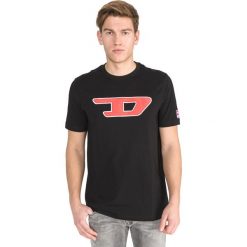 Diesel T-Just-Division-D Koszulka Czarny. Czarne podkoszulki męskie Diesel, s, z haftami, z bawełny, krótkie. Za 259,95 zł.