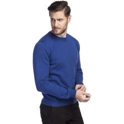Sweter EDMONDO SWNR000262. Niebieskie swetry męskie Giacomo Conti, na zimę, m, bez wzorów, z bawełny, bez kołnierzyka, bez kaptura. Za 199,00 zł.