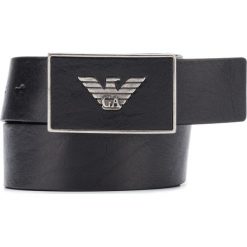 Emporio Armani Pasek Czarny. Czarne paski męskie Emporio Armani, w paski, ze skóry. Za 542,95 zł.