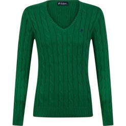 Sweter w kolorze ciemnozielonym. Zielone swetry damskie Denim Culture, l, z haftami, z bawełny, bez rękawów, bez kaptura. W wyprzedaży za 144,95 zł.