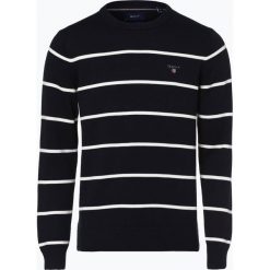 Gant - Sweter męski, niebieski. Niebieskie swetry męskie marki GANT, m, w paski, z bawełny, bez kołnierzyka, bez kaptura. Za 579,95 zł.