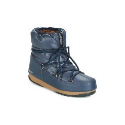 Śniegowce Moon Boot LOW NYLON WP. Niebieskie kozaki damskie marki Moon Boot, z nylonu, bez zapięcia. Za 487,20 zł.