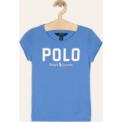 Polo Ralph Lauren - T-shirt dziecięcy 134-176 cm. Niebieskie bluzki dziewczęce Polo Ralph Lauren, z nadrukiem, z bawełny, z okrągłym kołnierzem, z krótkim rękawem, krótkie, bez kaptura. Za 169,90 zł.