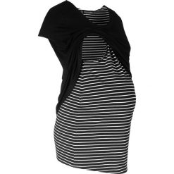 Shirt ciążowy i do karmienia bonprix czarno-biały w paski. Czarne bluzki ciążowe bonprix, w paski, z materiału. Za 89,99 zł.