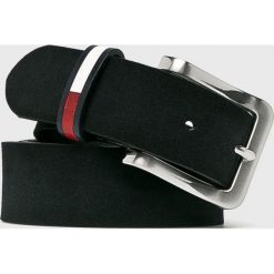 Tommy Jeans - Pasek skórzany. Czarne paski męskie marki Tommy Jeans, w paski, z jeansu. Za 229,90 zł.