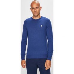 Polo Ralph Lauren - Sweter. Niebieskie swetry męskie Polo Ralph Lauren, s, bez wzorów, z bawełny, z okrągłym kołnierzem, bez kaptura. W wyprzedaży za 449,90 zł.