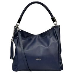 Skórzana torebka w kolorze granatowym - (S)46 x (W)35 x (G)14 cm. Niebieskie torby damskie na zakupy Bosccolo, w paski, ze skóry. W wyprzedaży za 299,95 zł.