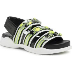 Sandały LIU JO - Star 05 BA0041 TX119 Black/Yellow S19C7. Czarne klapki damskie Liu Jo, bez wzorów, ze skóry, bez obcasa. W wyprzedaży za 339,00 zł.
