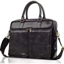 Torba skórzana na ramię, laptopa SOLIER czarna - Czarny. Czarne torby na laptopa Solier, bez wzorów, ze skóry, biznesowe. Za 549,99 zł.