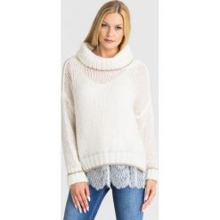 SWETER TWINSET. Szare swetry damskie Twinset, s, w koronkowe wzory, z materiału, bez rękawów. Za 1079,00 zł.