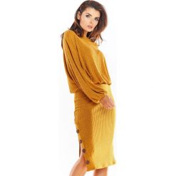 Spódnica A317 camel. Brązowe spódniczki damskie Awama, do pracy, s, bez wzorów, z dzianiny, biznesowe, ołówkowe. Za 135,30 zł.