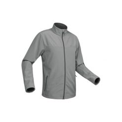 Kurtka Softshell trekkingowa - TREK 100 WINDWARM męska. Czarne kurtki męskie QUECHUA, xl, bez wzorów, z elastanu, bez kaptura, trekkingowe. Za 99,99 zł.