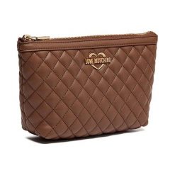 Kosmetyczka w kolorze brązowym - (S)22 x (W)15 x (G)7 cm. Pomarańczowe kosmetyczki damskie marki Love Moschino, ze skóry. W wyprzedaży za 189,95 zł.