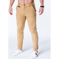 Chinosy męskie: SPODNIE MĘSKIE CHINO P646 – BEŻOWE
