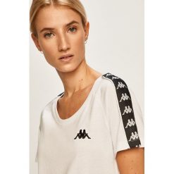 Kappa - T-shirt. Białe bluzki damskie Kappa, s, z aplikacjami, z bawełny, z okrągłym kołnierzem. W wyprzedaży za 79,90 zł.