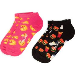 Zestaw 2 par niskich skarpet unisex HAPPY SOCKS - PIZ02-4000 Czarny Różowy. Różowe skarpetki damskie Happy Socks, bez wzorów, z elastanu. Za 54,90 zł.