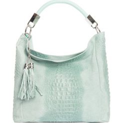 Torebki klasyczne damskie: Skórzana torebka w kolorze miętowym – 38 x 36 x 14 cm