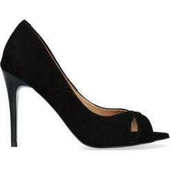 Szpilki czarne peep toe. Czarne czółenka damskie Arturo Vicci, bez wzorów, z otwartym noskiem, bez obcasa, na szpilce, bez zapięcia. Za 215,00 zł.