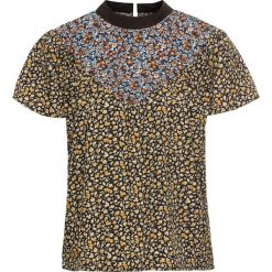 Bluzki damskie: Bluzka shirtowa ze sznurowaniem na plecach bonprix czarny w kwiaty