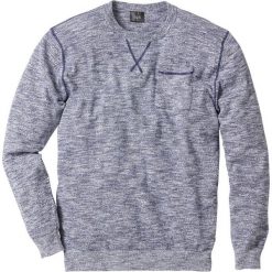Sweter Regular Fit bonprix niebieski indygo - biały melanż. Niebieskie swetry męskie marki bonprix, s, bez wzorów, z kontrastowym kołnierzykiem, bez kaptura. Za 34,99 zł.