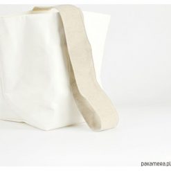 Biała torba z papieru washable. Białe torby damskie plażowe Pakamera, w paski, bez dodatków. Za 149,00 zł.