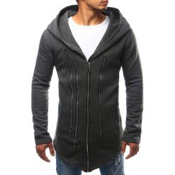 Bluzy męskie: Bluza męska z kapturem rozpinana antracytowa (bx2343)