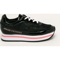 Armani Exchange - Buty. Czarne buty sportowe damskie Armani Exchange, bez wzorów, z gumy, sportowe. Za 749,90 zł.