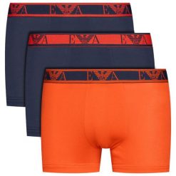 Komplet 3 par bokserek Emporio Armani Underwear 111357 0A715 70635. Niebieskie bokserki męskie Emporio Armani Underwear, bez wzorów, z elastanu. Za 229,00 zł.