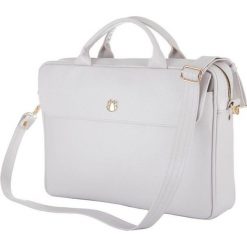 SKÓRZANA TORBA NA LAPTOPA JASNY SZARY. Szare torebki worki damskie FeliceGold, w paski, z bawełny, eleganckie, na ramię, zdobione, bez dodatków. Za 499,00 zł.