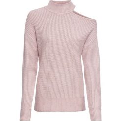 Sweter z golfem bonprix pastelowy jasnoróżowy. Różowe swetry damskie bonprix. Za 37,99 zł.
