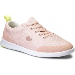 Tenisówki LACOSTE - Avenir 218 1 Spw 7-35SPW0003YO1 Nat/Off White/Fluro Ylw. Różowe półbuty damskie Lacoste, bez wzorów, z gumy, bez zapięcia. W wyprzedaży za 279,00 zł.