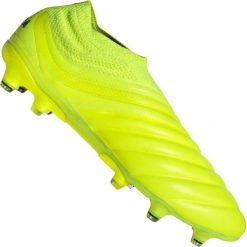 Buty piłkarskie adidas Copa 19+ Fg M F35515. Żółte buty sportowe męskie Adidas, na jesień, ze skóry, na sznurówki, do piłki nożnej. W wyprzedaży za 1109,00 zł.