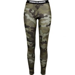 Spodnie damskie: Urban Classics Ladies Camo Logo Leggings Legginsy kamuflaż Woodland