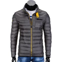KURTKA MĘSKA PRZEJŚCIOWA PIKOWANA C292 - SZARA. Szare kurtki męskie pikowane marki Ombre Clothing, m, z nylonu, eleganckie. Za 79,00 zł.