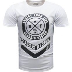 Koszulka męska t-shirt biały Recea. Białe koszulki męskie Recea, xl, z nadrukiem, z bawełny, klasyczne, bez kołnierzyka, bez rękawów. Za 39,99 zł.