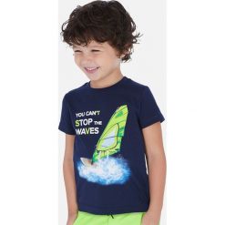 Mayoral - T-shirt dziecięcy 92-134 cm. Niebieskie t-shirty chłopięce Mayoral, z nadrukiem, z bawełny, bez rękawów. Za 59,90 zł.