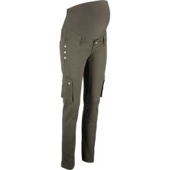 Dżinsy ciążowe STRAIGHT z kieszeniami bojówkami bonprix ciemnooliwkowy. Zielone jeansy damskie bonprix, z jeansu. Za 129,99 zł.