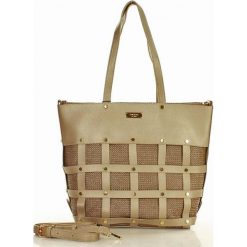 Eva Minge Femestage Designerska torebka shopper bagbag złoty. Żółte listonoszki damskie marki Eva Minge, w paski, ze skóry. Za 199,00 zł.