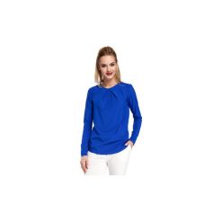 Bluzki Moe M307 Bluzka z zakładką przy szyi. Niebieskie bluzki damskie marki Moe, s. Za 89,00 zł.