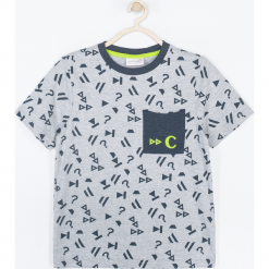 Koszulka. Szare t-shirty chłopięce BASIC BOY, z aplikacjami, z bawełny, z krótkim rękawem. Za 35,90 zł.
