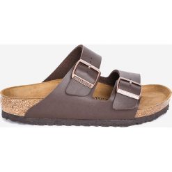 Birkenstock - Klapki Arizona. Pomarańczowe klapki damskie Birkenstock, bez wzorów, ze skóry, bez obcasa, na obcasie. W wyprzedaży za 219,90 zł.