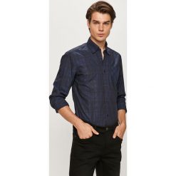 Trussardi Jeans - Koszula. Niebieskie koszule męskie Trussardi Jeans, bez wzorów, z bawełny, klasyczne, z włoskim kołnierzykiem, z długim rękawem. Za 489,90 zł.