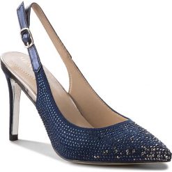 Sandały MENBUR - 09357 Midnight Blue 0021. Niebieskie klapki damskie Menbur, z aplikacjami, ze skóry ekologicznej, bez obcasa, na obcasie. W wyprzedaży za 299,00 zł.