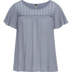 Bluzka z kreszowanego materiału bonprix dymny niebieski. Szare bluzki asymetryczne bonprix, z koronki. Za 37,99 zł.