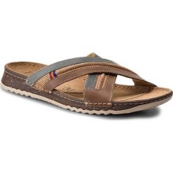 Klapki LASOCKI FOR MEN - MI07-LORENZO-01 Brązowy. Pomarańczowe klapki męskie Lasocki For Men, ze skóry, bez zapięcia. Za 99,99 zł.